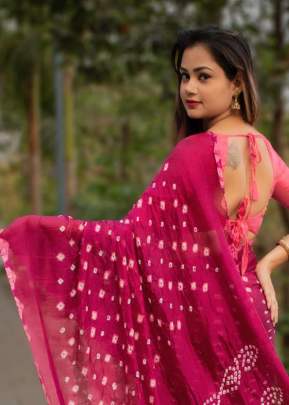 Summer Special Hand Made Bandhani Saree In Pink BANDHANI SAREE