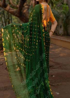 Summer Special Hand Made Bandhani Saree In Green BANDHANI SAREE