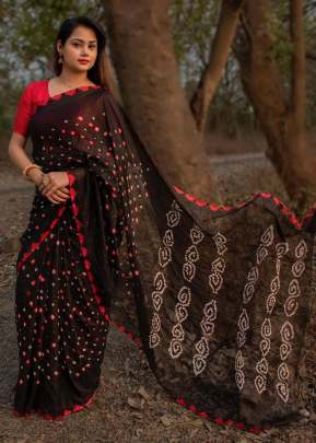 Summer Special Hand Made Bandhani Saree In Brown BANDHANI SAREE