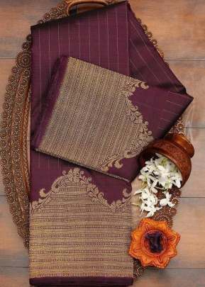 Traditional Kanchipuram waving saree in Marron partywear sarees