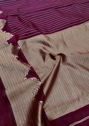 Traditional Kanchipuram waving saree in Marron partywear sarees