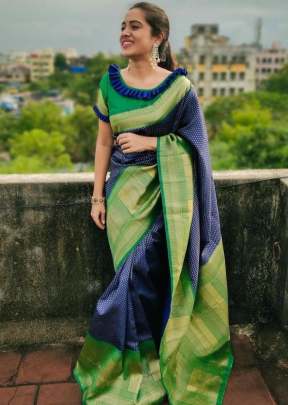 Traditional Royal Blue & Perot Color border & Heavy Pallu VIHA-5