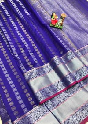 Trendy Lichi Silk Saree With Waving Silver And Gold Zari In Purple