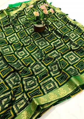 Trendy Marbal Chiffon Printed Saree In Green designer sarees