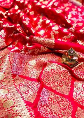 Trendy  Pure Silk With Gold Jari Jal and Border In Pink