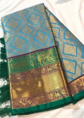 Turquoise Epitome Premium Plus Quality Banarasi Silk Saree