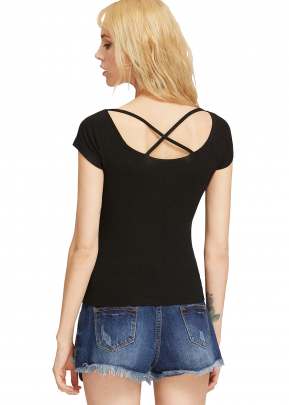 Unique Design neck Black Top  top