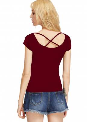 Unique Design neck Maroon Top  top