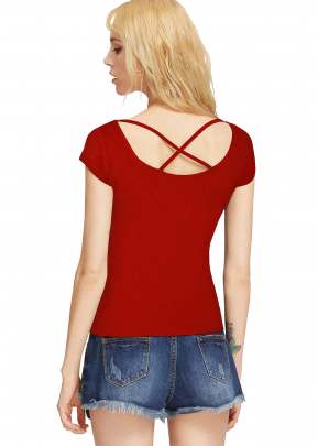 Unique Design neck Red Top  top