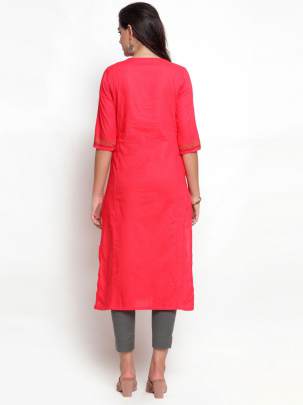 Women Peach - Coloured Solid Straight Kurti fancy kurtis