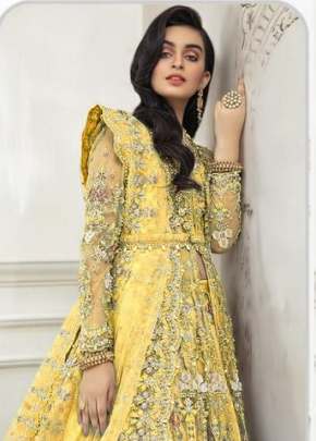 Yellow Color Sequence Embroidery Work Pakistani Suit  designer suits