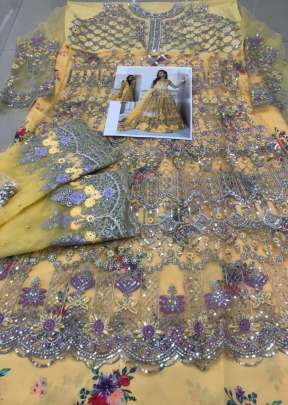 Yellow Color Sequence Embroidery Work Pakistani Suit  designer suits