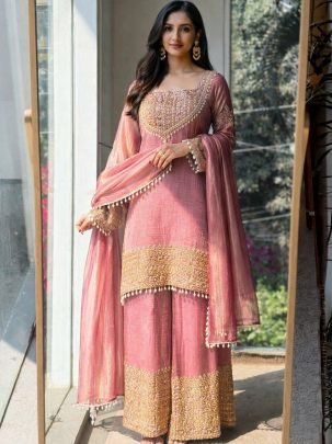 Eid Spicel  Pink Colour Palazzo Suit