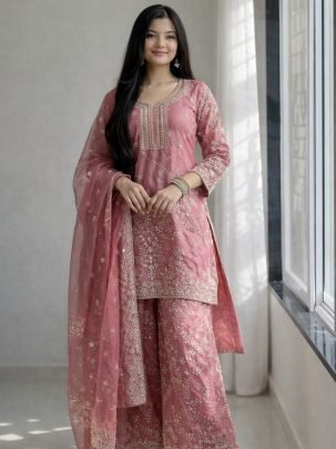 Sequence  Work Pink  Colour Palazzo Suit